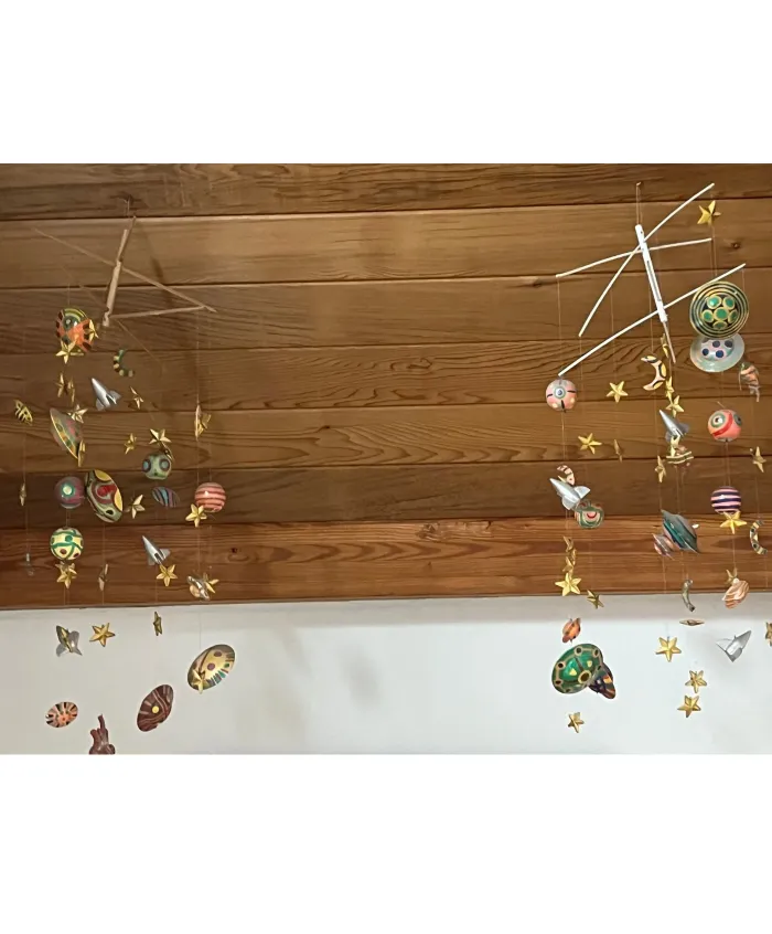Hanging mobile of small decorations